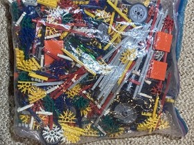 Lot Vintage K'NEX Yellow Box Hard KNEX Carrying Case  filled with pieces parts