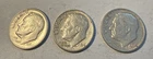 1964 Roosevelt Dimes 90% Silver Circulated Lot Of 3