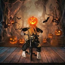 Sound Sensing Skeleton Boy Riding Bike Halloween Decoration Tabletop Floor