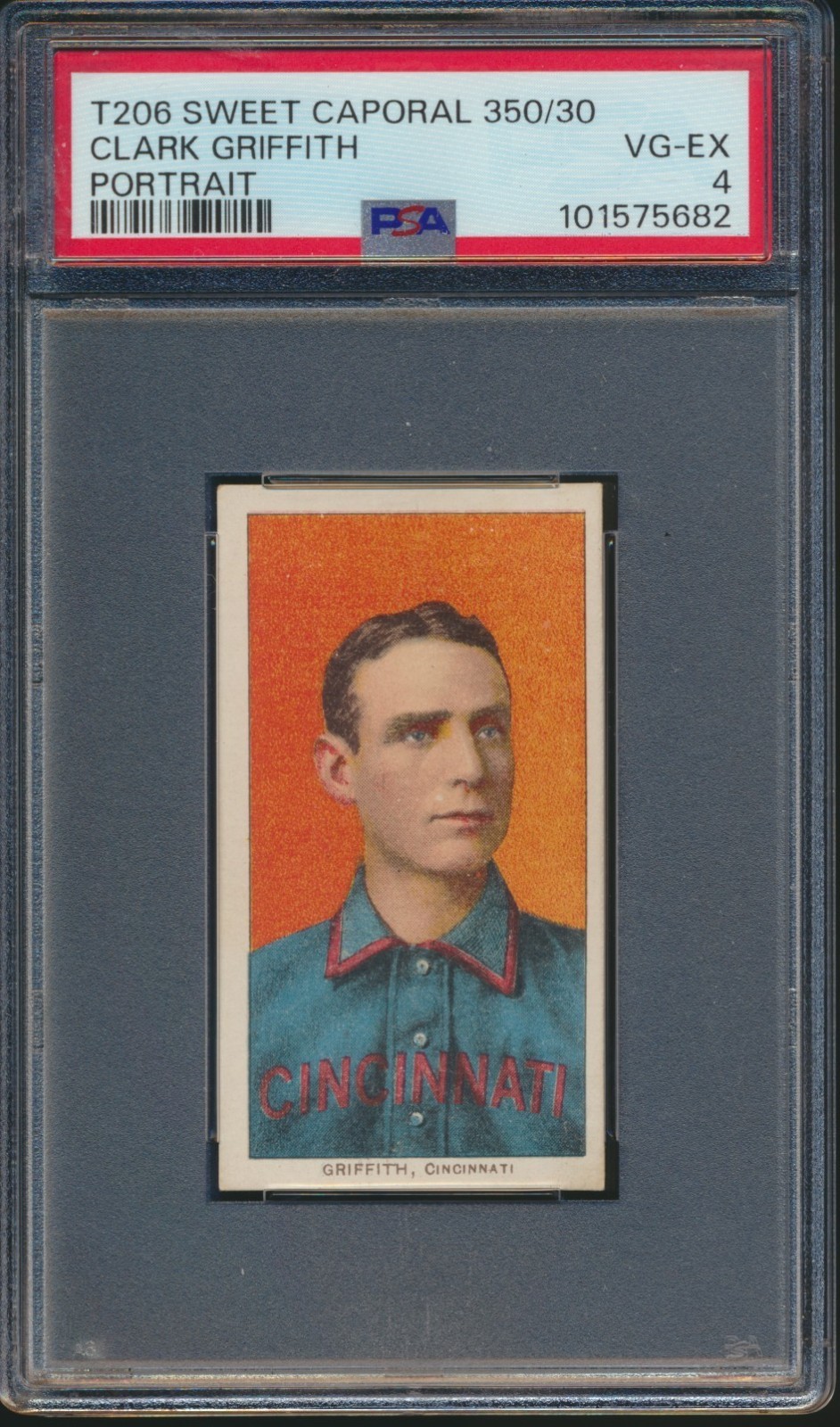 1909 T206 SWEET CAPORAL 350/30 CLARK GRIFFITH PORTRAIT PSA 4 VG-EX HOF