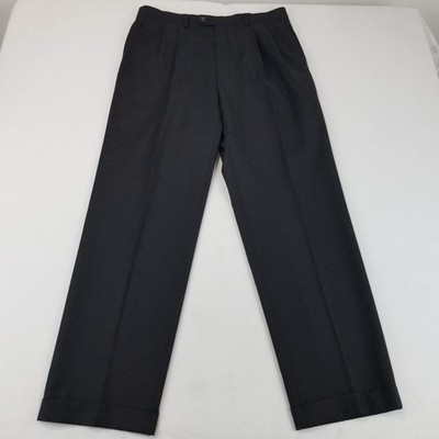 Polo Ralph Lauren Pants Mens 34x30.5 Black Pleated Cuffed Classic Dress Trousers