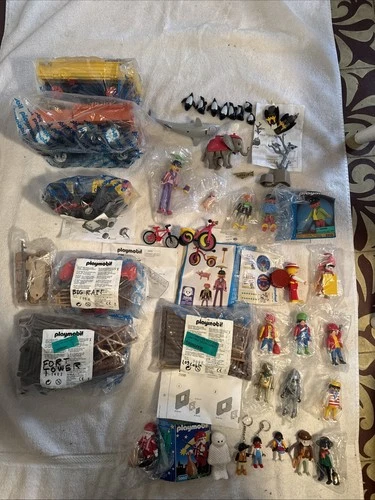 Vintage 1974+ Playmobil Geobra Vehicle Raft Fort Cabin People Clowns Figures Lot