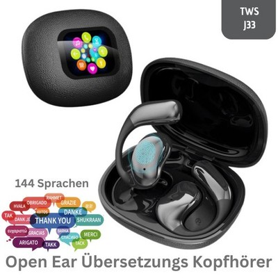AI Übersetzer Kopfhörer Bluetooth Sprachübersetzer 144 Sprachen Echtzeit App J33