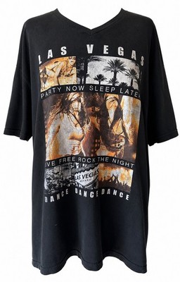 Las Vegas Graphic T Shirt XL Party Now Sleep Later Dance Dance Dance V Neck