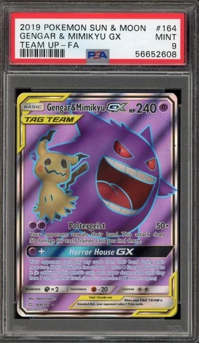 Pokemon Gengar & Mimikyu GX Team Up Full Art #164 PSA 9 Mint