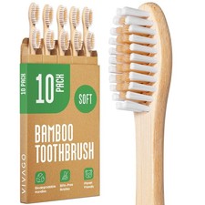 Vivago Bamboo Toothbrushes 10 Pack - Bpa Soft Bristles Toothbrushes