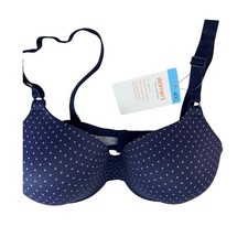 Warner's This Is Not A Bra Underwire T-Shirt Bra 1593, Evening Blue with dot NWT