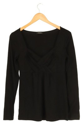 VIVANCE COLLECTION Langarmshirt Damen 36/S Schwarz Casual Elegant Raffungen