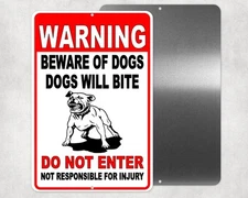 Warning Beware Of Dogs Do Not Enter Dogs Will Bite Sign / Decal  Pitbull Sbd027