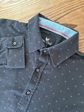 Butter Cloth Men s Large Black Polka Dot Long Sleeve Button Up Shirt