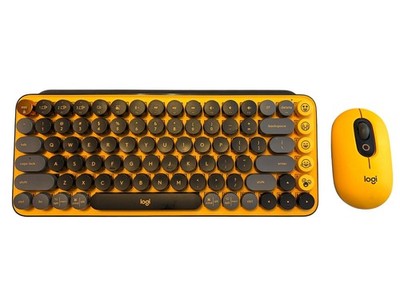 Logitech POP Keys Wireless Mouse & Mechanical Emoji Keyboard Blast, Yellow