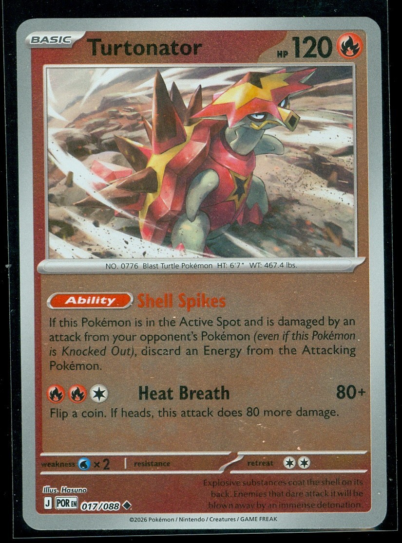 Pokemon TURTONATOR 017/088 - Perfect Order - Rev Holo - MINT