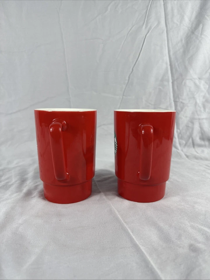 Set 2 Starbucks Red Holiday 2021 Coffee Mugs 20oz Venti Siren Logo Ceramic Cups - Image 3 of 4
