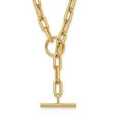 14K Yellow Gold Polished Paperclip Chain Toggle Necklace 18" 7.38gm