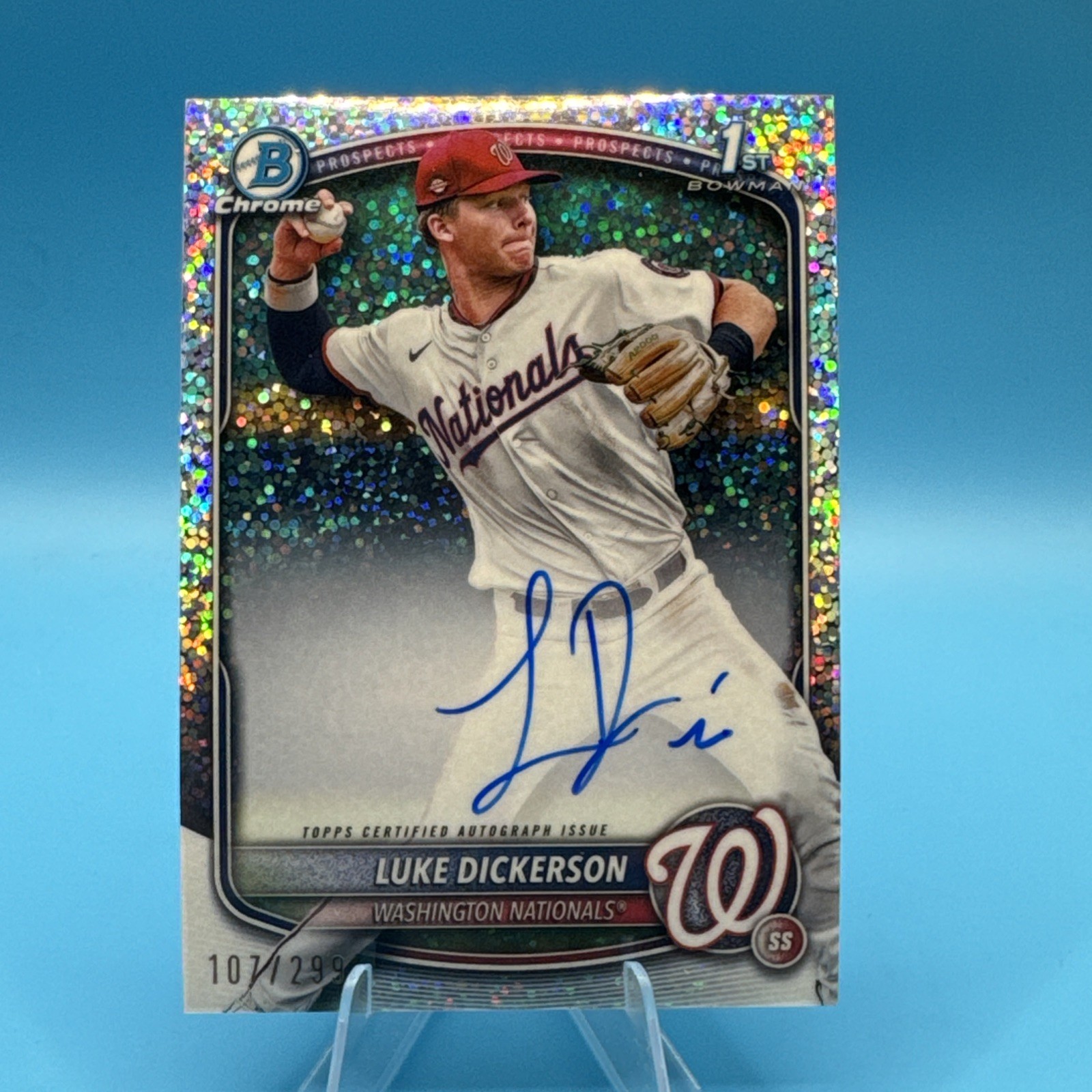 2025 Bowman Chrome Luke Dickerson auto sparkle /299 1st bowman Washington
