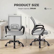 JHK Ergonomic Office Desk Gaming Chair Mid Back with Lumbar Support Rocking Mode