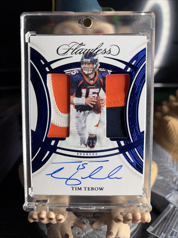 Tim Tebow 2025 Panini Flawless Dual Patch Auto Blue /10