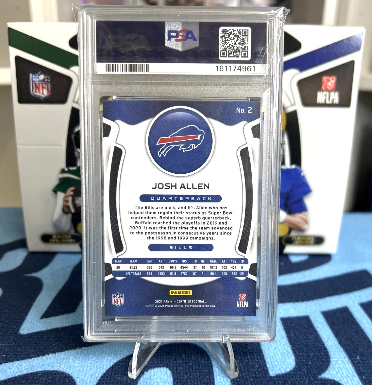 2021 Panini Certified- Josh Allen #2 Mirror Green 1/5 ALPHA PSA 8 SSP Bills view 6