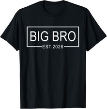 Big Bro Est. 2026 New Big Brother Pregnancy Announcement T-Shirt Gift for Dad, M