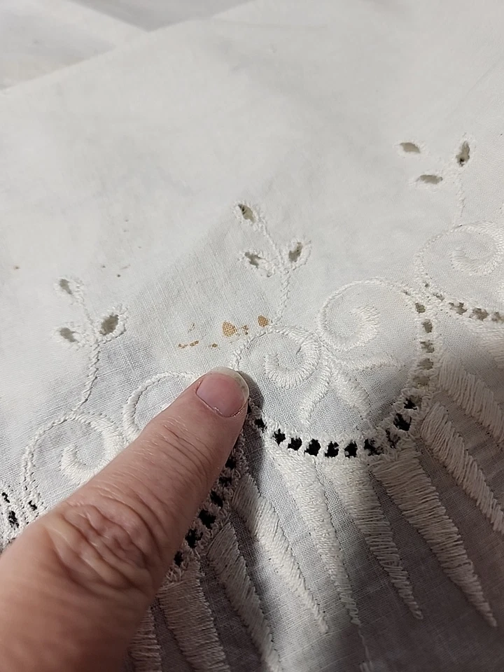 Antiguo Bordado Inglés Algodón Blanco Bordado 8" Borde Festoneado Foto 3 de 4