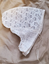 Antique Women's white lace bonnet hat cap