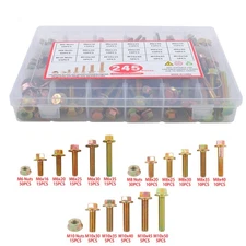245 Pack Flanged Bolts And Nuts Set M6 M8 M10 Alloy Steel Hexagon Screw