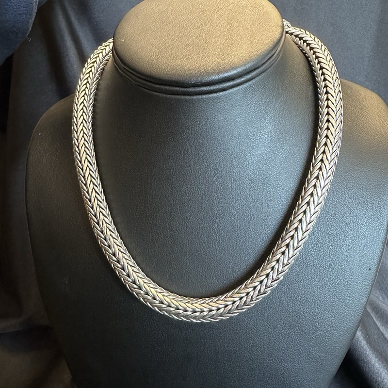 STERLING SILVER - SERPENTINE/WHEAT CHAIN NECKLACE TOGGLE CLOSURE / 19" LONG
