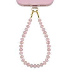 Natural Stone Phone Keychain Charm, Beaded Healing Phone Wrist Strap with Pink