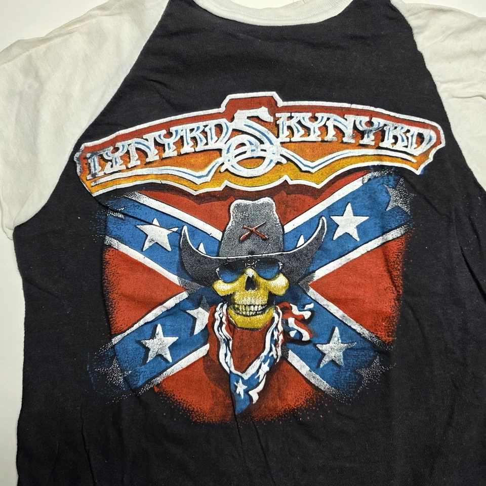 Vintage Lynyrd Skynyrd Shirt 70s Rock Band Concert Tour Skull And Cowboy - Image 3 of 4