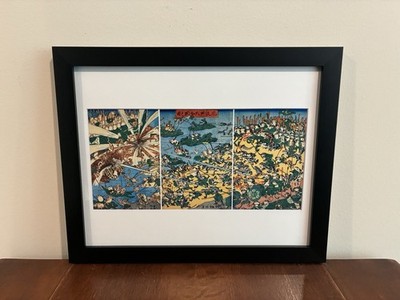 Fashionable Battle of Frogs Japanese Art Print 15x12 Kyosai Frog