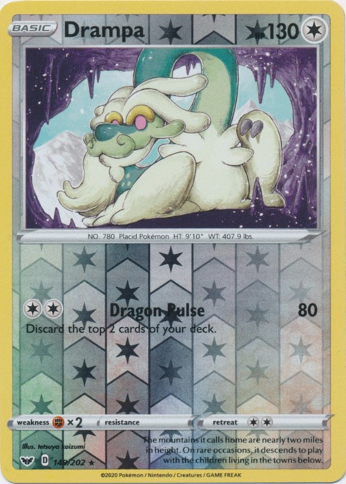 Drampa - 149/202 - Rare - Reverse Holo (Near Mint) Sword & Shield Base Set - Col