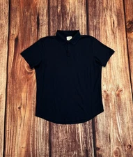 Cuts Clothing Polo Shirt Mens Large Navy Blue Curve Hem Pima Cotton Performance