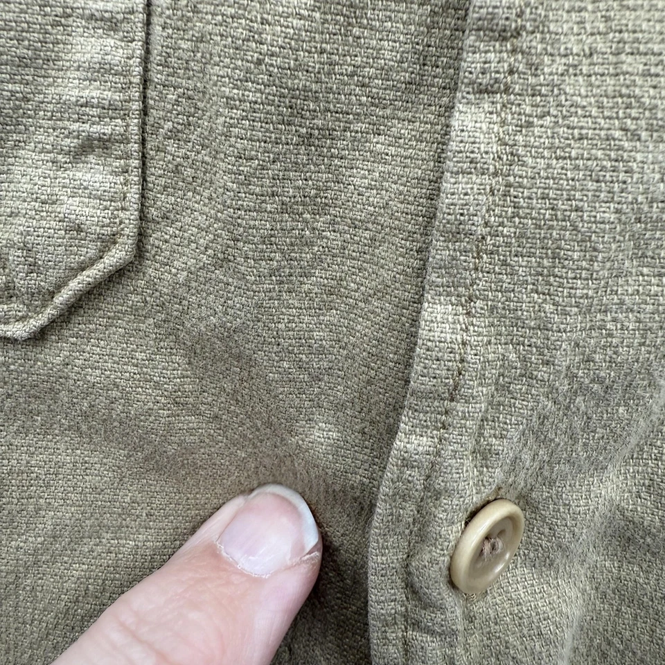 RRL Double RL Ralph Lauren Shirt Mens Medium Khaki Short Sleeve Twill Utility - Image 4 of 4