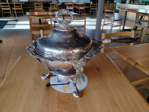 Rare Silver Baroque by Wallace Warming Chafing Dish Stand Heating Pot Antique