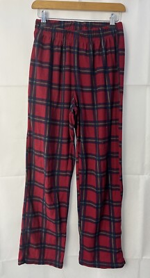 Mens Red Check Fleece Pyjama Bottoms Size S W26 L28 Cotton Traders UK