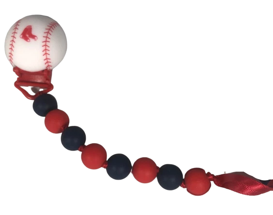 Chewbeads Bebé Chupete Clip Silicona Seguro Boston Red Sox MLB Béisbol. Nuevo Foto 2 de 4