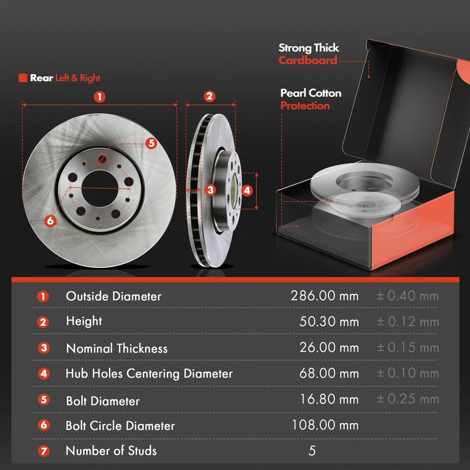 Rotores de disco delanteros y traseros y pastillas de freno + pinzas de freno para Volvo S60 01-09 S80 Foto 3 de 4