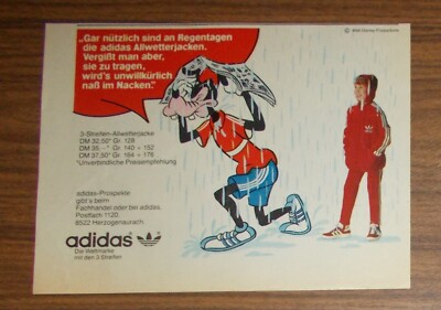 Seltene Werbung vintage ADIDAS Sport Goofy Allwetterjacke Rainbow 1983