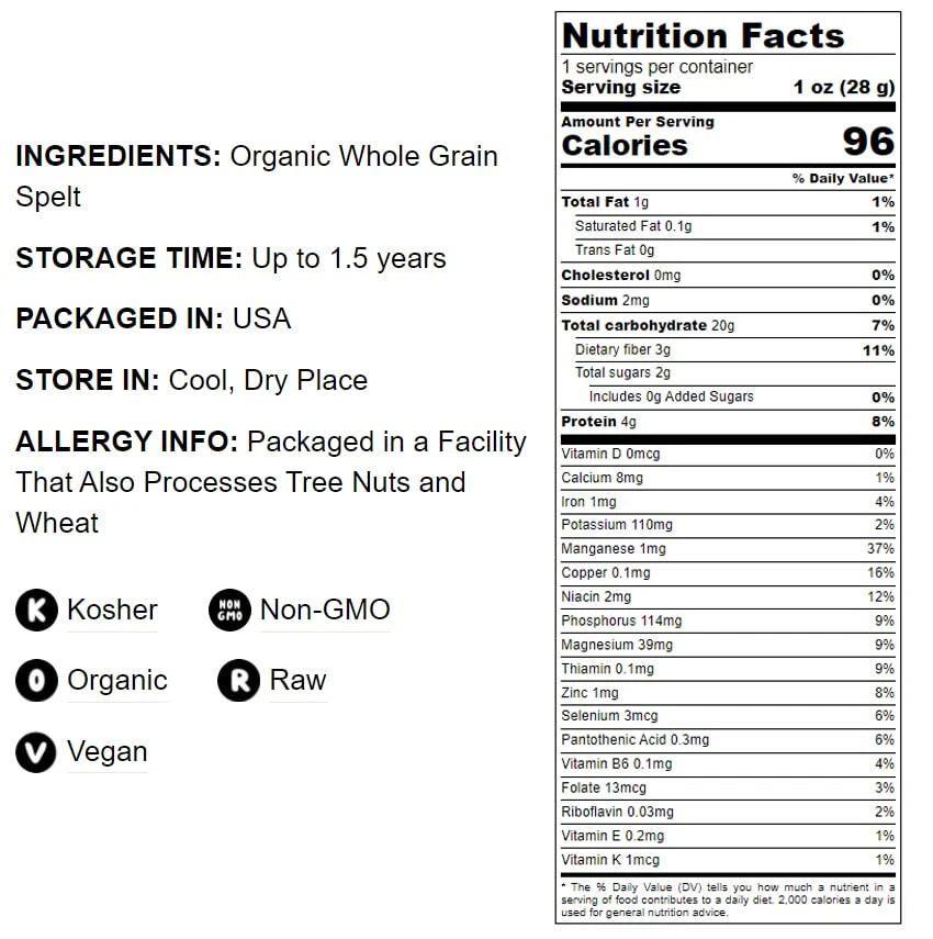 Organic Spelt Flakes - Non-GMO, Uncooked, Raw, Vegan, Kosher - by Food to Live - Image 4 of 4