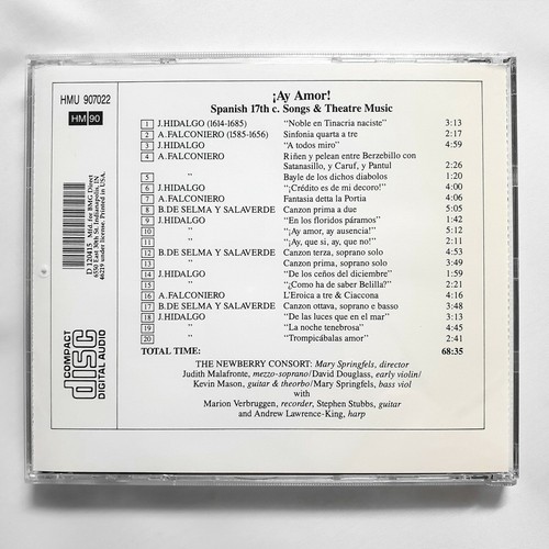 Ay Amor! Spanish 17th Century Songs and Theater Music CD 1990 Harmonia Mundi - Picture 2 of 3