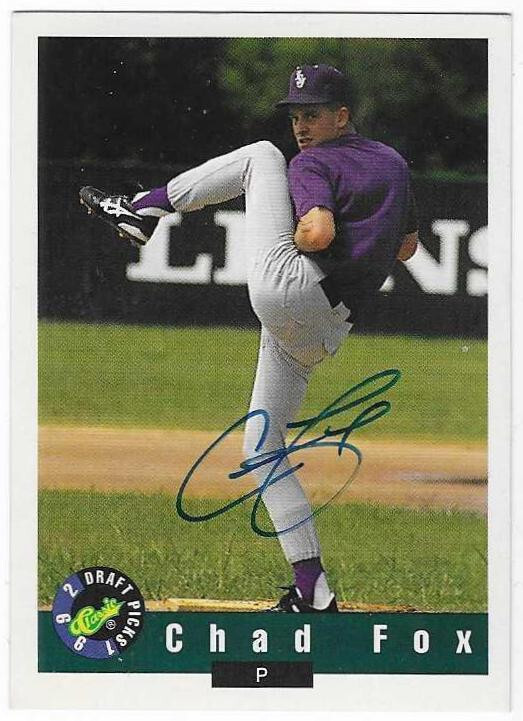 CHAD FOX 1992 CLASSIC DRAFT PICKS AUTOGRAPHED SIGNED # 100