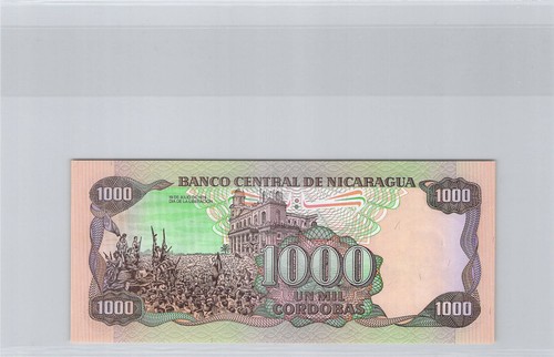 Nicaragua 1000 CORDOBAS 1985 N° FA 6364639 PICK 156A - Picture 2 of 2