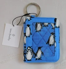 VERA BRADLEY Zip Campus Double Id - Playful Penguins Blue - Key Chain - NWT