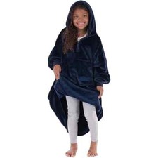 The Comfy Dream Junior Jr Quarter Zip Microfiber Fleece Wearable Blanket Black