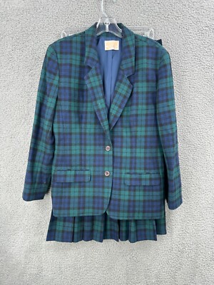 Vintage Pendleton Wool Suit Authentic Black Watch Tartan Plaid Academia Sz 12