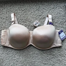 Catherines Strapless Multi-Way Bra 46D Halter Racerback Single Strap Nude