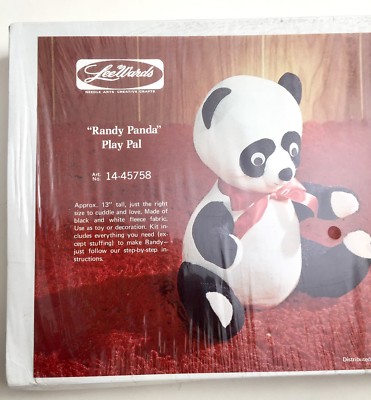 Vtg Lee Wards Randy Panda Stuffed Toy Animal DIY Making Stitch Kit