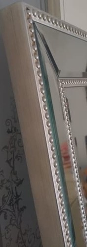 ZETA CHEVAL FLOOR MIRROR ANTIQUE SILVER BEADED TRIM DETAIL BEVEL EDGE - Picture 5 of 11