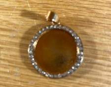 DIY Jewlrey Making Round Charm Pendant Gold Toned with Bling Around 1 Inch. 3 