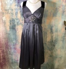 NWT Vera Wang Gray Satin Dress With Jewel Accents Size 6 (S-M)